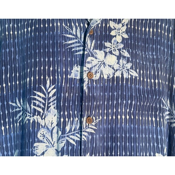 TOMMY BAMAHA Men's Short Sleeve Button Down Floral Silk Shirt Blue XL - Picture 3 of 6